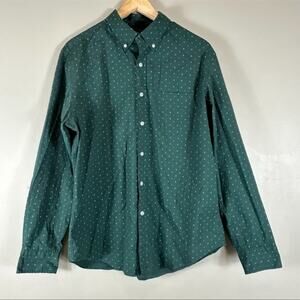 J. Crew Men’s Green Cotton Blend Polka Dot Button Down Shirt